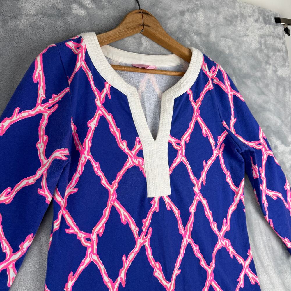 Lilly Pulitzer veranda tunic dress size Small Navy Pink v‎ neck
